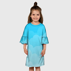 Платье клеш для девочки Голубые облака, цвет: 3D-принт — фото 2