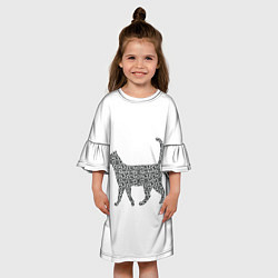 Платье клеш для девочки QR - кот, цвет: 3D-принт — фото 2
