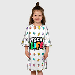 Платье клеш для девочки Логотип Toca Boca Тока Бока, цвет: 3D-принт — фото 2