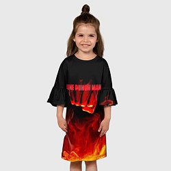 Платье клеш для девочки Кулак One Punch-Man в огне, цвет: 3D-принт — фото 2