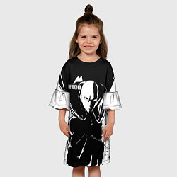 Платье клеш для девочки Черно-белый Сайтама One Punch-Man, цвет: 3D-принт — фото 2