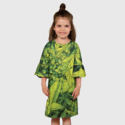 Платье клеш для девочки Растительная жизнь - Хоста, цвет: 3D-принт — фото 2