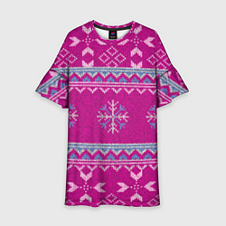 Платье клеш для девочки Свитер со снежинками, цвет: 3D-принт