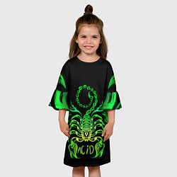 Платье клеш для девочки Acid scorpion, цвет: 3D-принт — фото 2