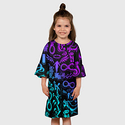 Платье клеш для девочки ТАТУ ТОКЙСКИЕ МСТИТЕЛИ НЕОН, цвет: 3D-принт — фото 2