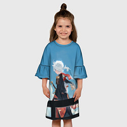 Платье клеш для девочки КАДЗУХА НА ФОНЕ НЕБА, цвет: 3D-принт — фото 2
