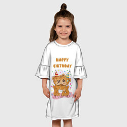 Платье клеш для девочки С днем рождения Медвежонок 1, цвет: 3D-принт — фото 2