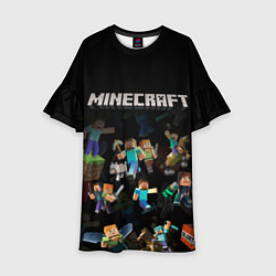 Платье клеш для девочки МАЙНКРАФТ ПАТТЕРН ПЕРСОНАЖИ ИГРЫ, цвет: 3D-принт