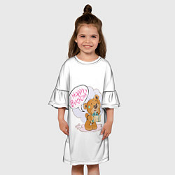 Платье клеш для девочки С днем рождения Медвежонок 10, цвет: 3D-принт — фото 2