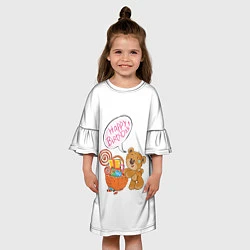 Платье клеш для девочки С днем рождения Медвежонок 11, цвет: 3D-принт — фото 2