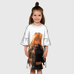 Платье клеш для девочки Аска Лэнгли в современном стиле, цвет: 3D-принт — фото 2