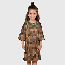 Платье клеш для девочки ЗЕМЛЯ DIRT MINECRAFT, цвет: 3D-принт — фото 2
