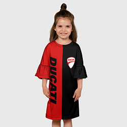 Платье клеш для девочки DUCATI BLACK RED BACKGROUND, цвет: 3D-принт — фото 2