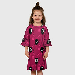 Платье клеш для девочки СОТРУДНИКИ ИГРЫ В КАЛЬМАРА Squid Game, цвет: 3D-принт — фото 2