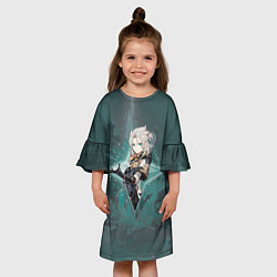 Платье клеш для девочки Альбедо в примогеме, цвет: 3D-принт — фото 2
