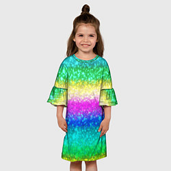 Платье клеш для девочки Радужный глиттер, цвет: 3D-принт — фото 2