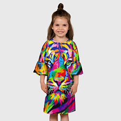 Платье клеш для девочки Тигр в стиле поп-арт, цвет: 3D-принт — фото 2
