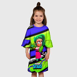 Платье клеш для девочки Lola BrawlStars green, цвет: 3D-принт — фото 2