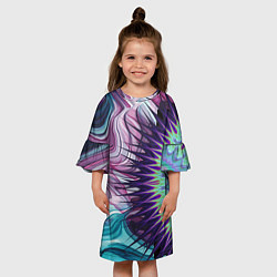 Платье клеш для девочки Психоделика Мандала Волны, цвет: 3D-принт — фото 2