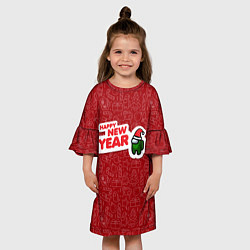Платье клеш для девочки Новогодний Among Us, цвет: 3D-принт — фото 2