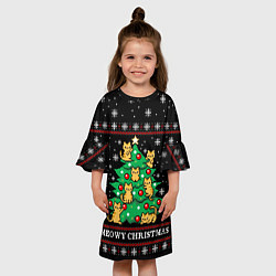 Платье клеш для девочки MEOWY CHRISTMAS 2022, цвет: 3D-принт — фото 2