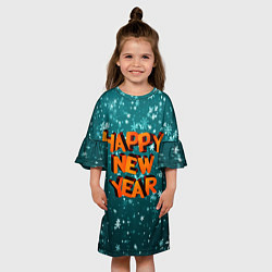 Платье клеш для девочки HAPPY NEW YEAR 2022 С НОВЫМ ГОДОМ, цвет: 3D-принт — фото 2