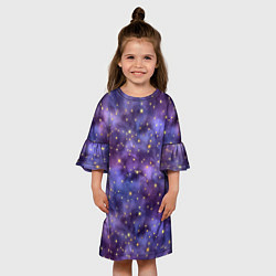 Платье клеш для девочки Акварельная ночь, цвет: 3D-принт — фото 2