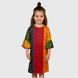 Платье клеш для девочки Вязаная радуга, цвет: 3D-принт — фото 2