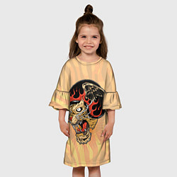 Платье клеш для девочки Тигр байкер, цвет: 3D-принт — фото 2