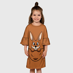 Платье клеш для девочки Милый кенгуренок в сумке, цвет: 3D-принт — фото 2