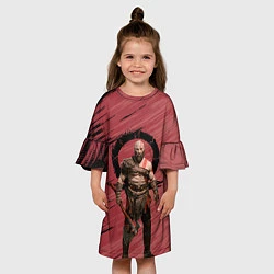 Платье клеш для девочки Кратос God of War, цвет: 3D-принт — фото 2