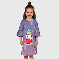 Платье клеш для девочки Happy New Year 2022 Сat 1, цвет: 3D-принт — фото 2