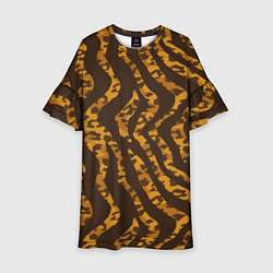 Платье клеш для девочки Шкура тигра леопарда гибрид, цвет: 3D-принт
