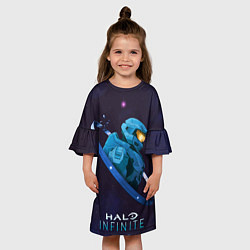 Платье клеш для девочки Halo Infinite Силуэт мастера Чифа, цвет: 3D-принт — фото 2