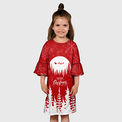 Платье клеш для девочки Merry Christmas Новогодний шар, цвет: 3D-принт — фото 2
