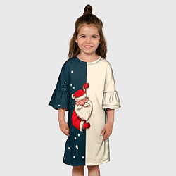 Платье клеш для девочки Happy New Year Дед Мороз, цвет: 3D-принт — фото 2
