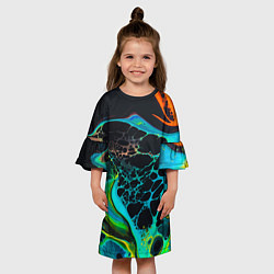 Платье клеш для девочки Огни большого города, цвет: 3D-принт — фото 2