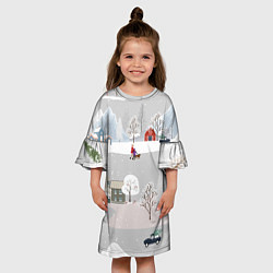 Платье клеш для девочки Нoвoгодние Праздники продолжаются 2022, цвет: 3D-принт — фото 2