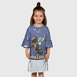 Платье клеш для девочки Майнкрафт Зима, цвет: 3D-принт — фото 2