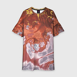 Платье клеш для девочки Коллекция Journey Обжигающее солнце 396-134-1, цвет: 3D-принт