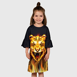 Платье клеш для девочки Тигр В Пламени, цвет: 3D-принт — фото 2