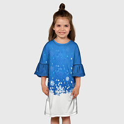 Платье клеш для девочки Снежинки - С Новым Годом, цвет: 3D-принт — фото 2