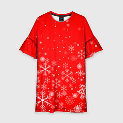 Платье клеш для девочки Летящие снежинки, цвет: 3D-принт