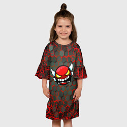 Платье клеш для девочки Geometry Dash красные соты, цвет: 3D-принт — фото 2