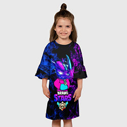 Платье клеш для девочки Brawl Stars Леон Носорог 2022, цвет: 3D-принт — фото 2