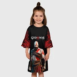 Платье клеш для девочки God of War красные разводы, цвет: 3D-принт — фото 2