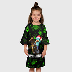 Платье клеш для девочки MINECRAFT НОВОГОДНИЙ КРИПЕРЫ, цвет: 3D-принт — фото 2