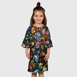 Платье клеш для девочки DOTA 2 ВСЕ ПЕРСОНАЖИ В ЦВЕТЕ, цвет: 3D-принт — фото 2