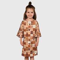 Платье клеш для девочки Кофейная Символика, цвет: 3D-принт — фото 2