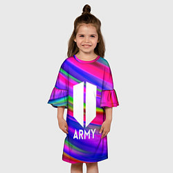 Платье клеш для девочки BTS ARMY RAIBOW, цвет: 3D-принт — фото 2